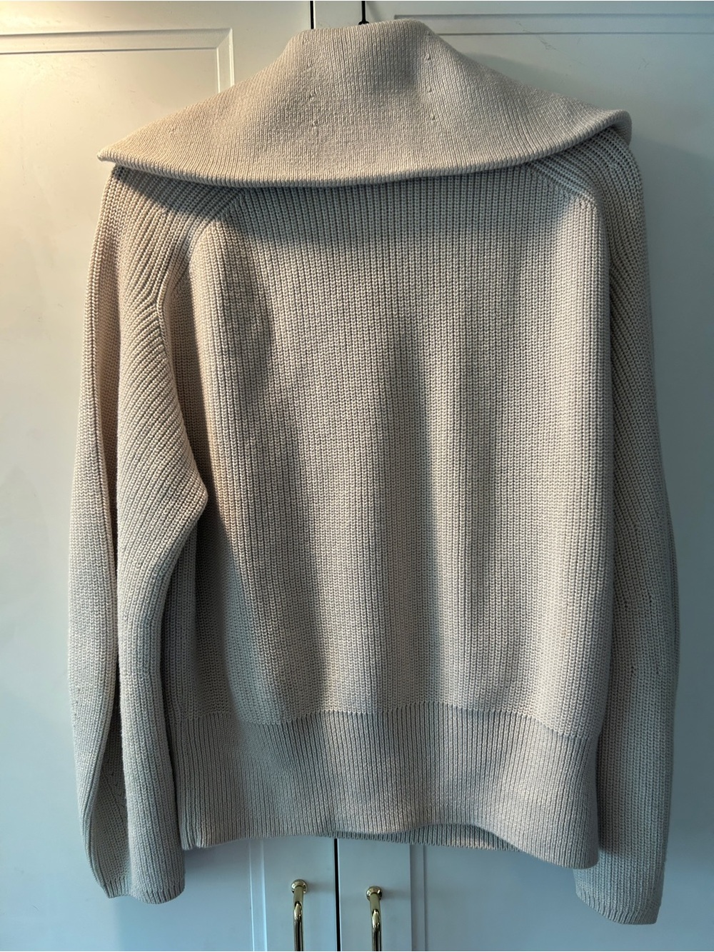 COS Cream Ribbed Funnel Neck Zip Front Sweater - Picture 8 of 11